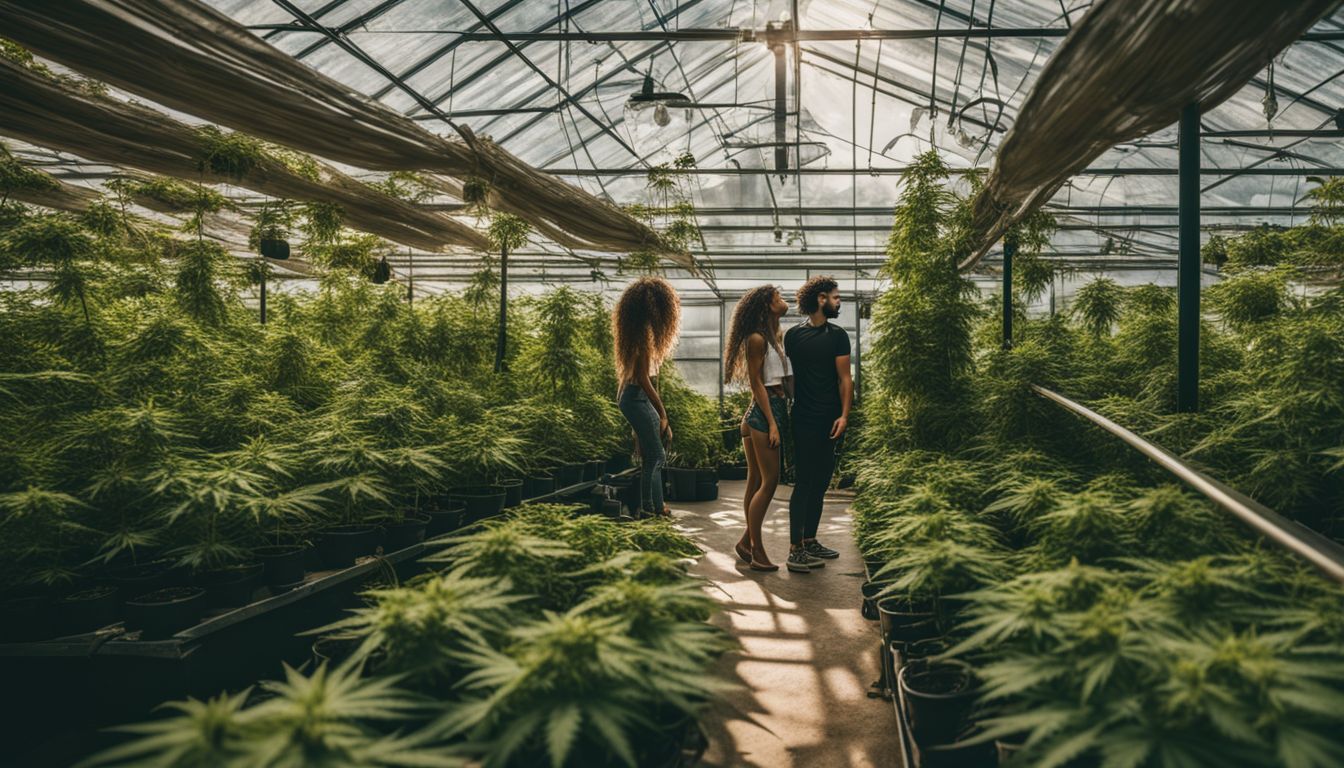 Una exuberante casa verde llena de plantas de cannabis prósperas.