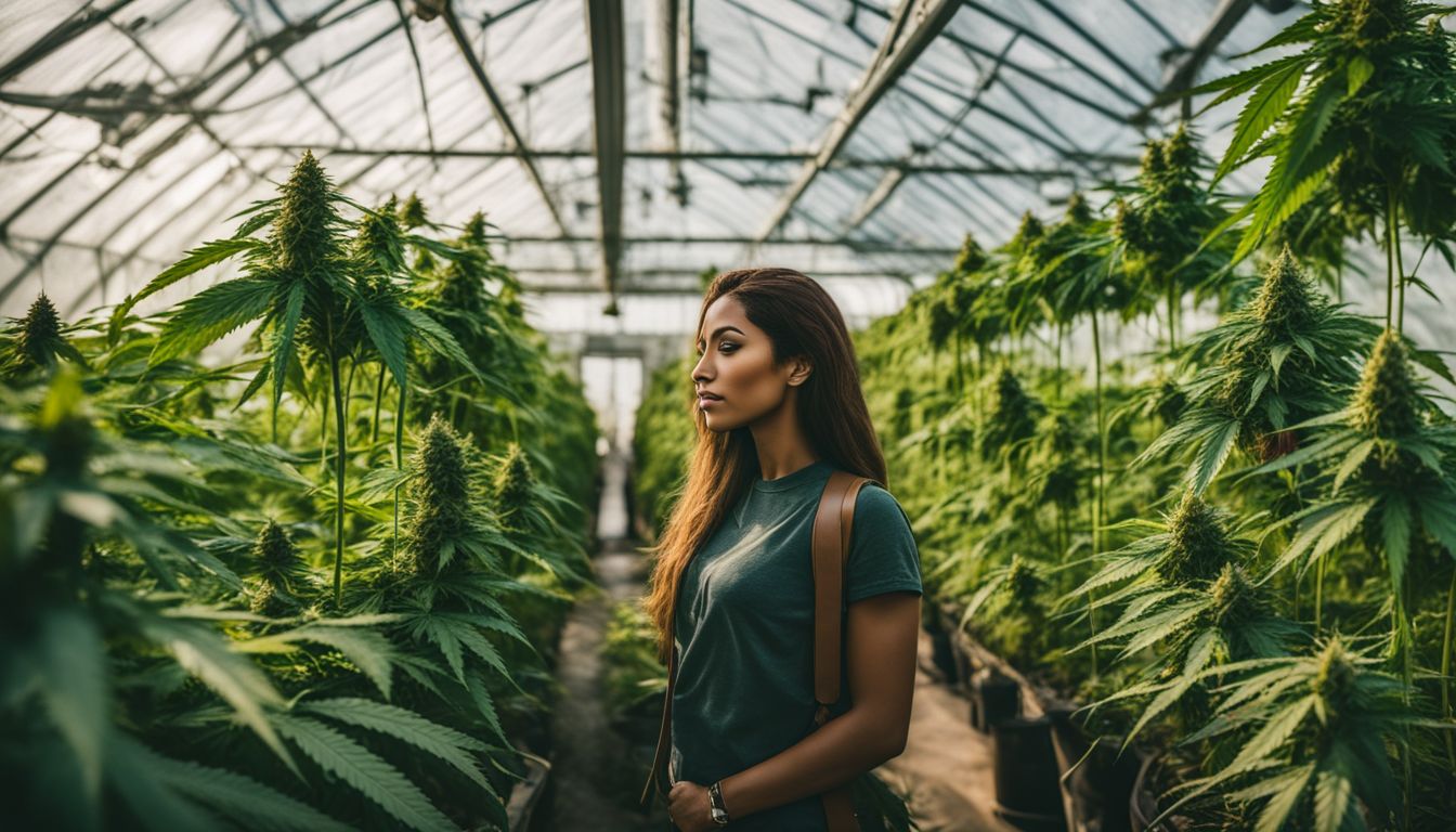 Plantas de cannabis sanas en un próspero invernadero.