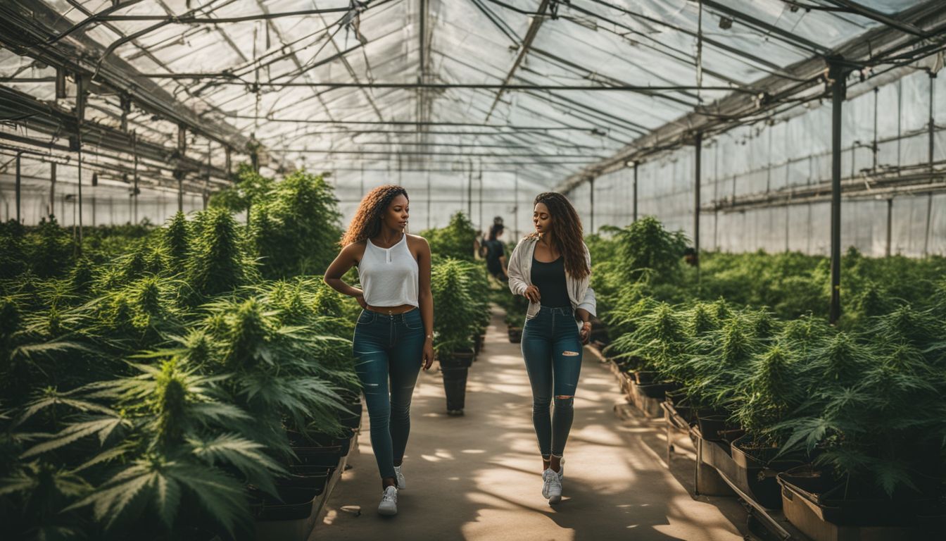 Plantas de cannabis sanas en un invernadero con CO2.