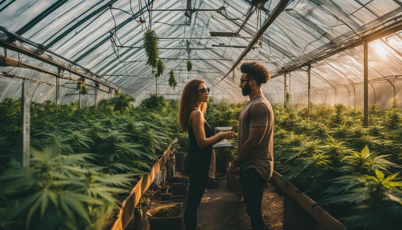 Una gran cantidad de plantas de cannabis saludables en un invernadero.