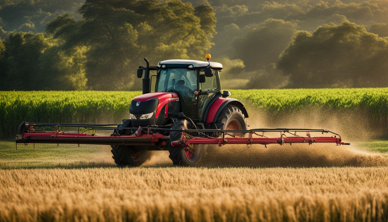 Un agricultor aplica fertilizante en un campo exuberante.