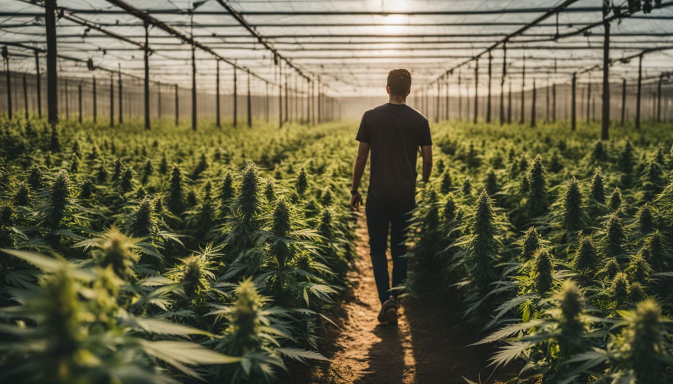 Una plantación de plantas de Cannabis Ruderalis en un entorno natural al aire libre.