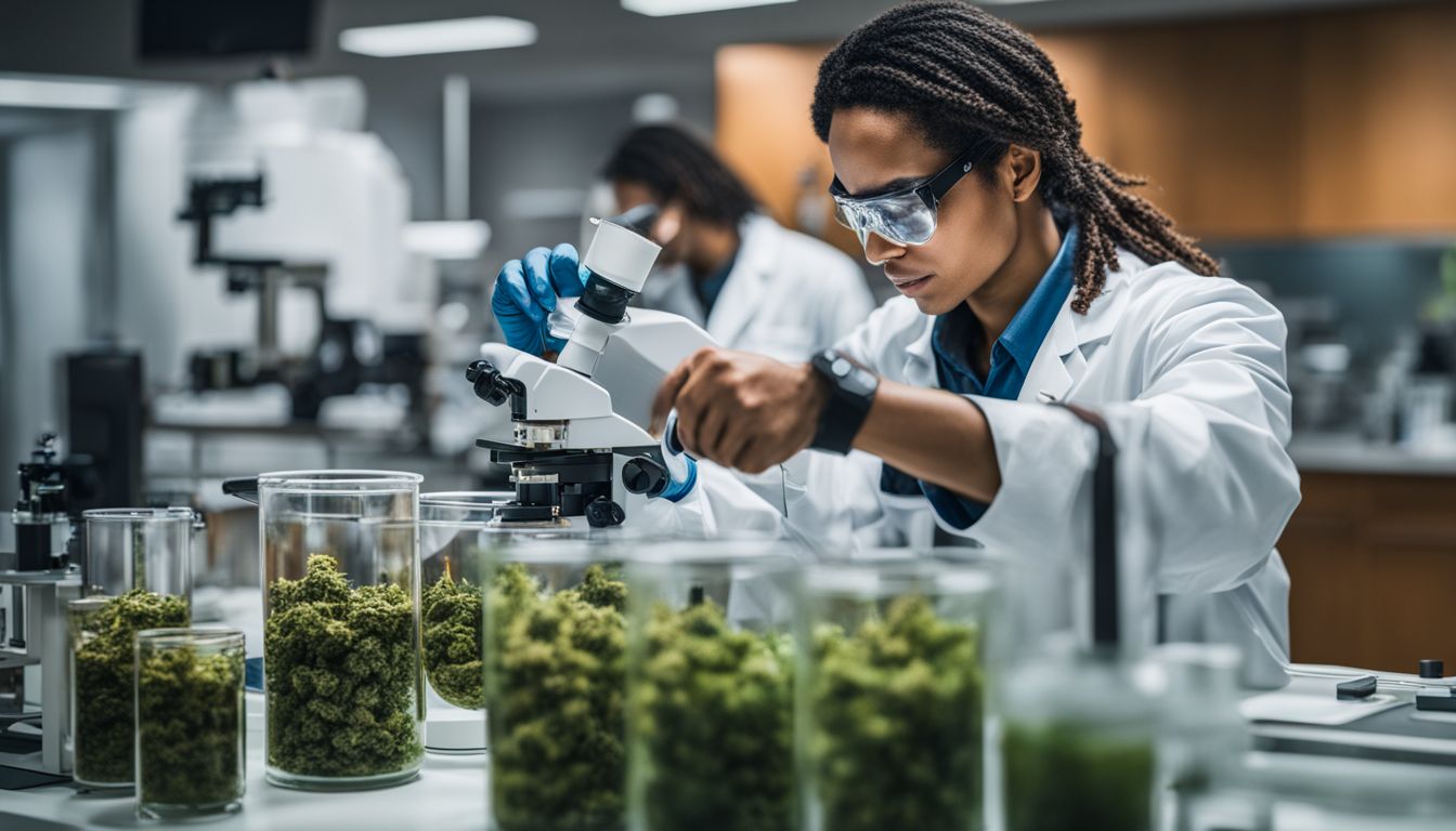 Un científico examina compuestos de cannabis en un laboratorio.