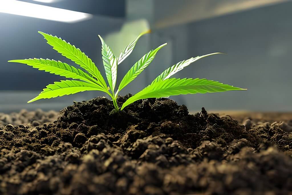 Plantas de marihuana saludables en un suelo nutriente y próspero.